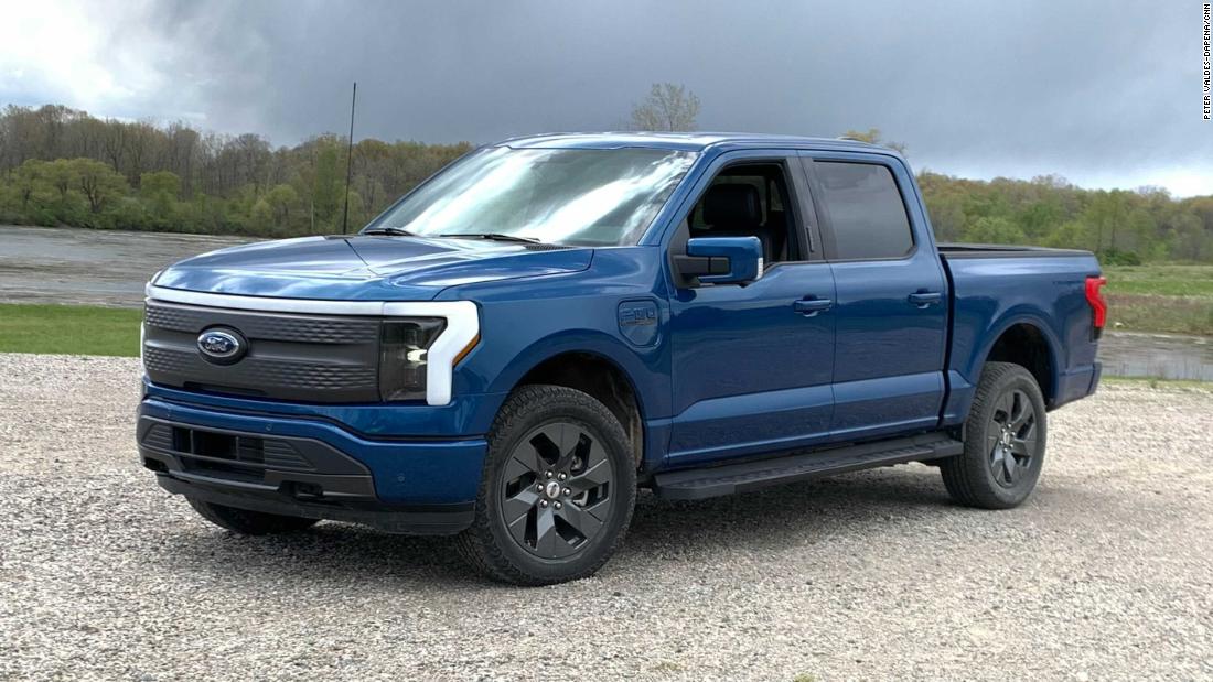 Striking image of the Ford F-150 Lightning, a powerful all-electric pickup truck revolutionizing the automotive industry with its impressive capabilities and sustainable technology.